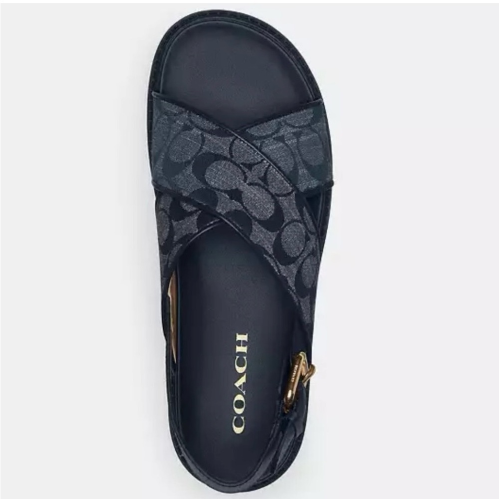 These are beautiful brand new never worn signature blue coach sandals. Adorable!